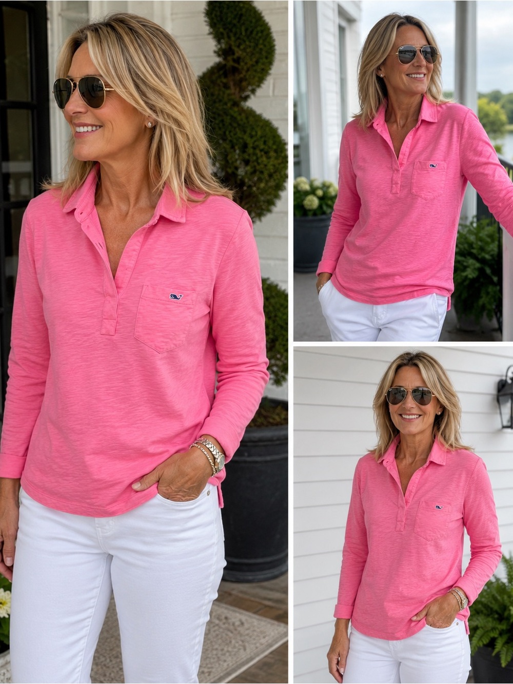 Vineyard Vines Women’s Pink Cotton Slub Popover Polo Shirt Size S NWOT